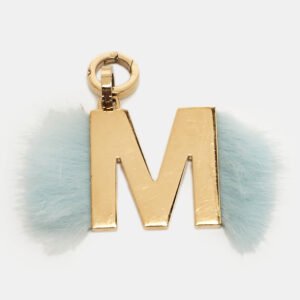 Fendi Abclick Letter M Fur Gold Tone Charm