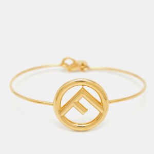 Fendi F is Fendi Gold Tone Narrow Bangle Bracelet L
