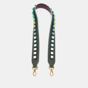 Fendi Olive Green/Maroon Leather Studded Strap You Shoulder Bag Strap