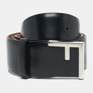 Fendi Black Leather F Logo Buckle Belt 80 CM