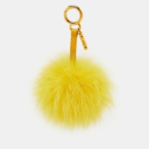Fendi Yellow Fox Fur Pom Pom Bag Charm