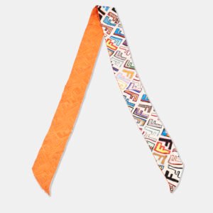 Fendi Multicolor/Orange Zucca Fun Fair Silk Bandeau Scarf