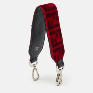 Fendi Red Velvet and Leather Mini Strap You Shoulder Bag Strap