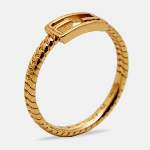 Fendi Baugette Gold Tone Ring Size 54