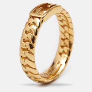 Fendi Baguette Gold Tone Ring Size 54