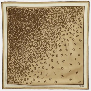 Fendi Beige/Brown Fendi Letters Print Silk Scarf