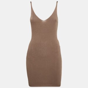 Fendi Brown Stretch Knit Mini Slip Dress M