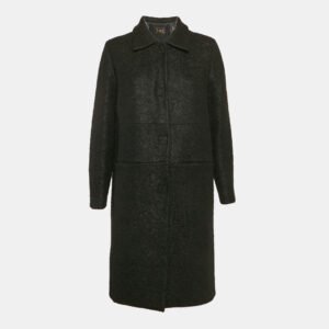 fendi black shearling velcro closure mid-length coat m