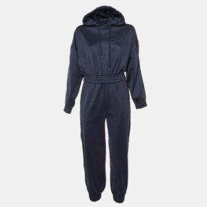 Fendi Navy Blue Jersey Cropped Hoodie & Trousers Set S