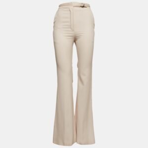 Fendi Beige Wool High Waist Flared Trousers S