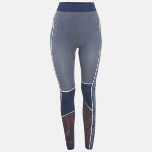 Fendi Blue Patterned Technical Jersey Leggings S