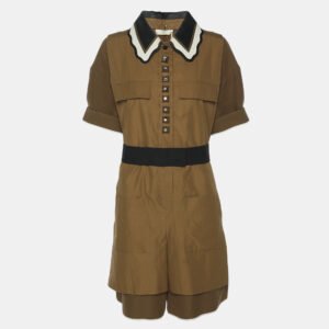 Fendi Brown Cotton Belted Jumpsuit M