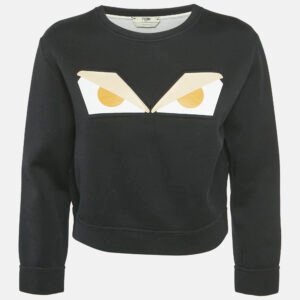 Fendi Black Cotton Monster Eye Print Cropped Sweatshirt S