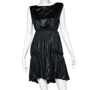 Fendi Black Coated Elastic Waist Detail Sleeveless Midi Dress M