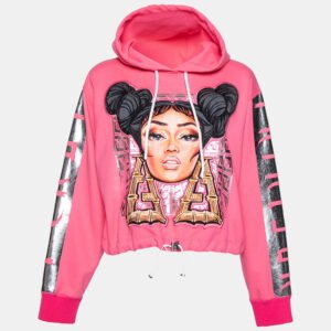 Fendi Pink Knit Nicki Minaj Printed and Embroidered Hoodie M