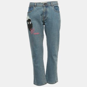 Fendi Blue Denim I Love Karl Boyfriend Jeans M Waist 34"