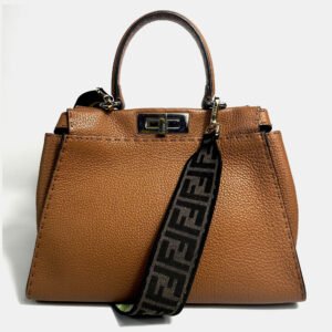 Fendi Brown Leather Medium Peekaboo Bag