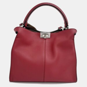 Fendi Red Leather Peekaboo XLite Medium Bag