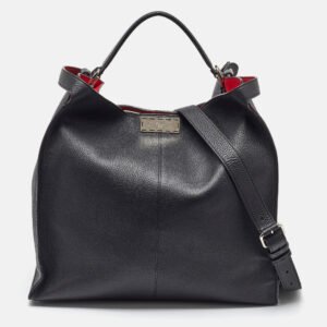 Fendi Black Leather Peekaboo X-Lite Fit Shopper Tote