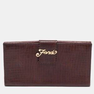 Fendi Brown Leather Flap Continental Wallet