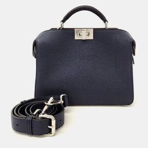 Fendi Navy Blue Leather Peekaboo I See U Mini Bag