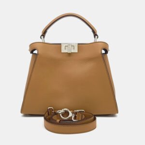 Fendi Brown Leather Peekaboo Essentially Mini Bag