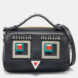 Fendi Black/Yellow Leather Hypnoteyes Double Micro Baguette Crossbody Bag