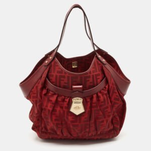 fendi red zucca canvas and leather borsa chef tote