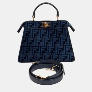 Fendi Navy Blue Fabric Peekaboo I SEE U Small bag