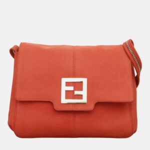 Fendi Orange Nubuck Leather Shoulder Bag