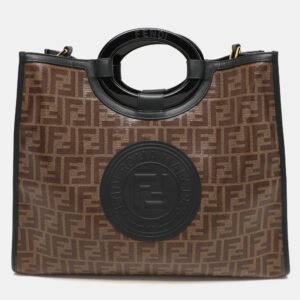 Fendi Tobacco/Black Zucca Coated Canvas and Leather Medium Runaway Shopper Tote