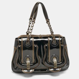 luxury-women-fendi-used-handbags-p1149412-001 Fendi Black patent Leather B Shoulder Bag