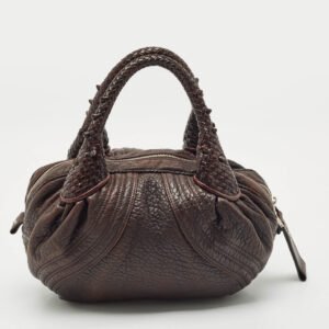 Fendi Dark Brown Pebbled Leather Baby Spy Bag