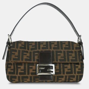 luxury-women-fendi-used-handbags-p1155491-009 Fendi Brown Zucca Baguette Handbag