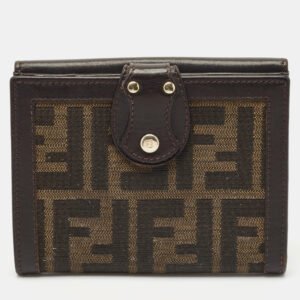 Fendi Tobacco Zucca Canvas and Leather French Flap Wallet