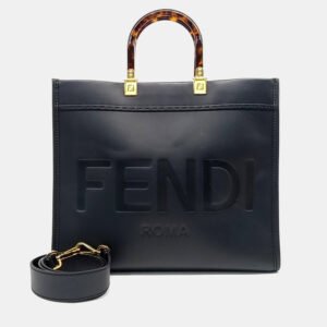 Fendi Black Leather Sunshine Tote Bag
