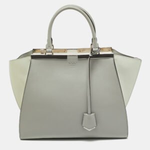 Fendi Light Grey/White Leather Medium 3Jours Tote