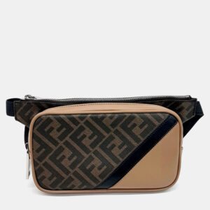 Fendi Black/Brown Coated Canvas Belt Bag