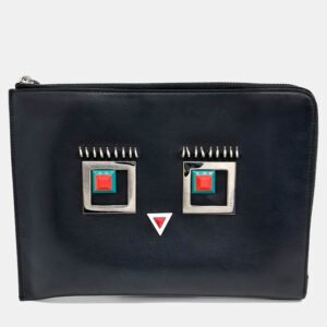 Fendi Black Leather Monster Clutch