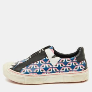 Fendi Multicolor Bug Eye Print Leather Slip On Sneakers Size 38