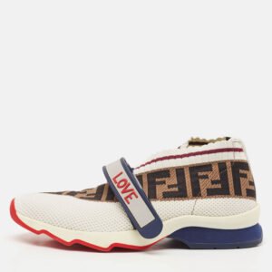 Fendi Multicolor Knit Fabric Rockoko Sneakers Size 37.5