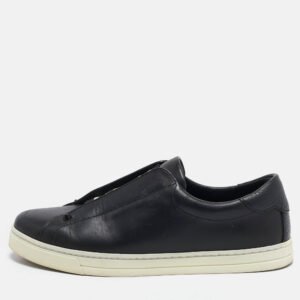 Fendi Black Leather Rocko Click Slip On Sneakers Size 38
