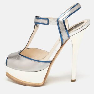 Fendi Metallic Multicolor Leather Fendista Platform Sandals Size 36