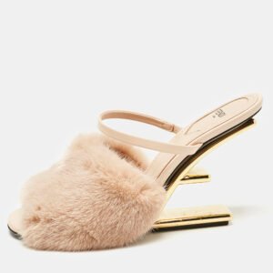 fendi brown mink fur and leather fendi first ankle strap sandals size 39