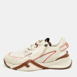 Fendi Beige Mesh and Suede Flow Sneakers Size 38