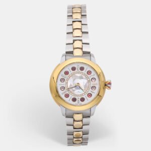 Fendi Mother of Pearl Diamond Topaz Two-Tone Stainless Steel IShine F121124500T01 Women's Wristwatch 33.50 mm