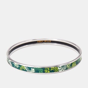 Frey Wille Green Fire Enamel Silver Tone Ultra Bangle Bracelet