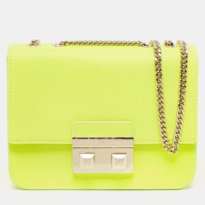 Furla Neon Green Leather Mini Bella Crossbody Bag