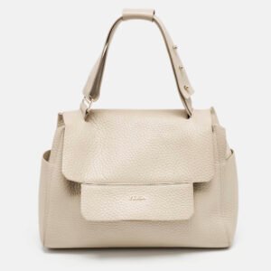 Furla Light Beige Leather Medium Capriccio Top Handle Bag