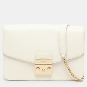 luxury-women-furla-used-handbags-p1136357-001 Furla White Leather Metropolis Shoulder Bag